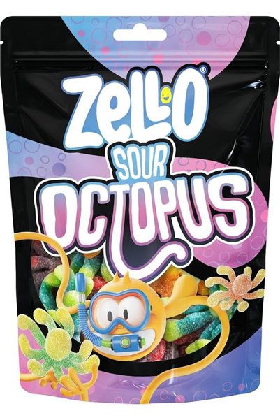 ZELLO Sour Octopus Gummies, Sour Gummies, 80g