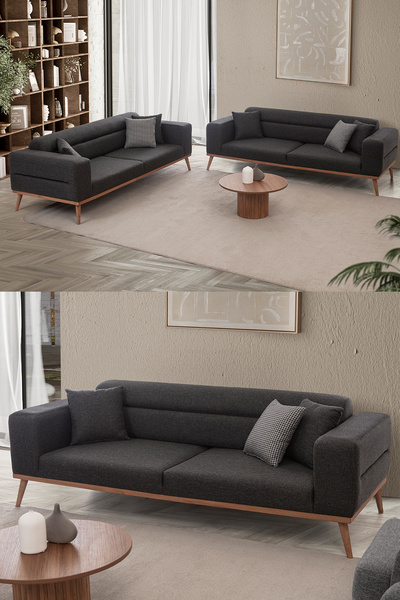 indes home Mora 3+3 Koltuk Takımı Antrasit