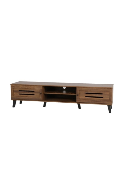 IN HOME STORE طاولة تلفزيون خشبية عصرية بلون بني داكن وتصميم أنيق