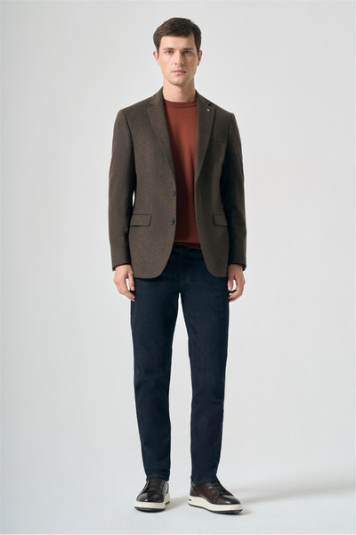 İmza Toprak Mono Collar Cashmere Full Lining 6 Drop Comfort Fit Wool Jacket 1...