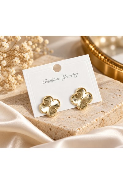 Lumina Gold Dört Yapraklı Çiçek Model Kadın Küpe