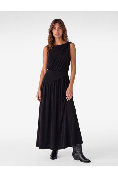 Koton Women Black Plain Round Neck Sleeveless Dress