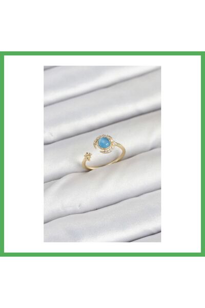Nur store Çanta خاتم نسائي من النحاس الذهبي اللون مرصع بحجر الزركون على شكل ن...