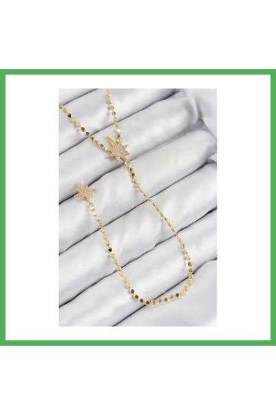Nur store Çanta Brass Zircon Stone Crushed Chain Pole Star Model Gold Color Y...