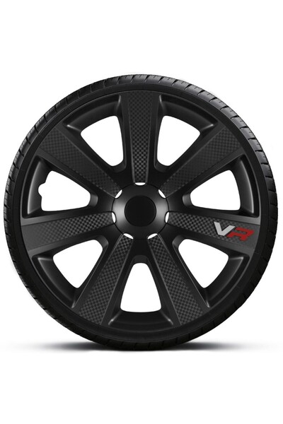 4RACING Σετ Καλυμμάτων Τροχών Αυτοκινήτου VR CARBON 4 τεμάχια 15 " μαύρο (150...