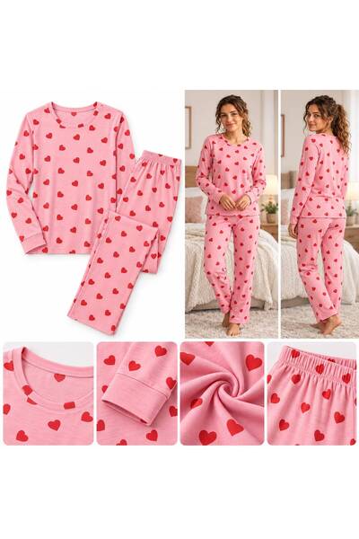 SmoothStride Kadın Baskıı Rahat Kumaş Alt Üst Pijama Takımı Ev Giyim
