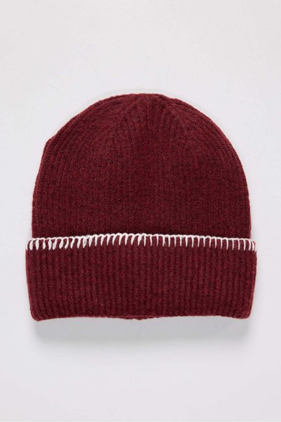 PAULMARK Women's Knitted Beanie with Sewing Detail