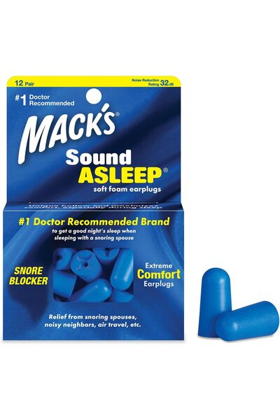 Mack's Sound Asleep Soft Foam Earplugs, 12 Pair – 32dB High NRR, Comfortable ...