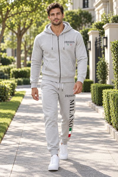 Frisson Milano Hooded Zipper Men's Tracksuit Set