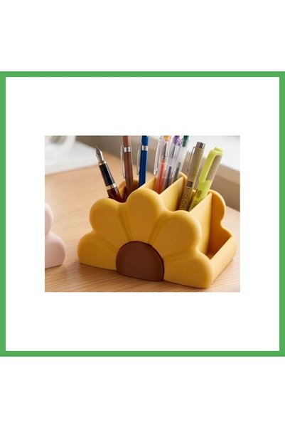 Nur store Çanta 3D Printing Flower Shaped Desktop Organizer Makeup Brush Hold...