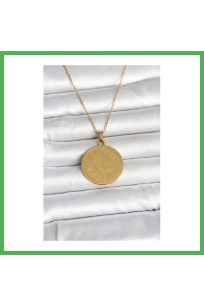 Nur store Çanta 316L Steel Gold Color Ayetel Kürsi Written Necklace Bezoss
