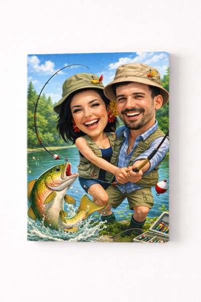 Fabricacucadouri.ro Tablou Canvas Personalizat – Fishing Lover | Caricatură P...