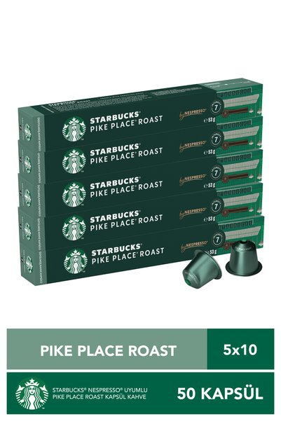Starbucks By Nespresso Pike Place Kapsül Kahve 10'lu x 5 Kutu