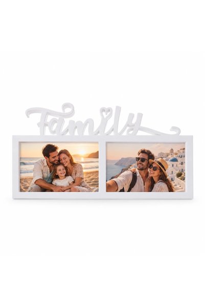 Fabricacucadouri.ro Rama foto colaj Family cu rame orizontale, alb – 2 fotogr...