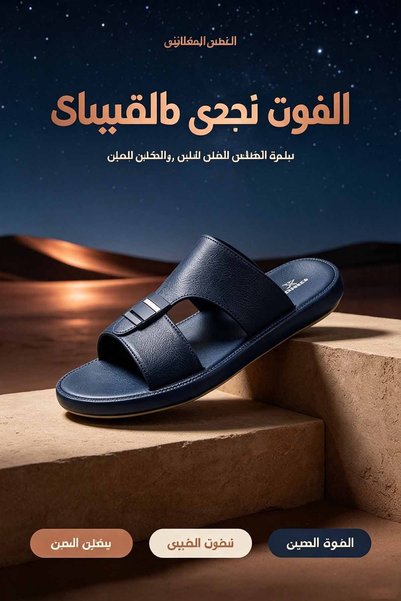 Najd Trend Mall Men's Leather Arabic Sandals Wide Band Buckle Detail Perforat...