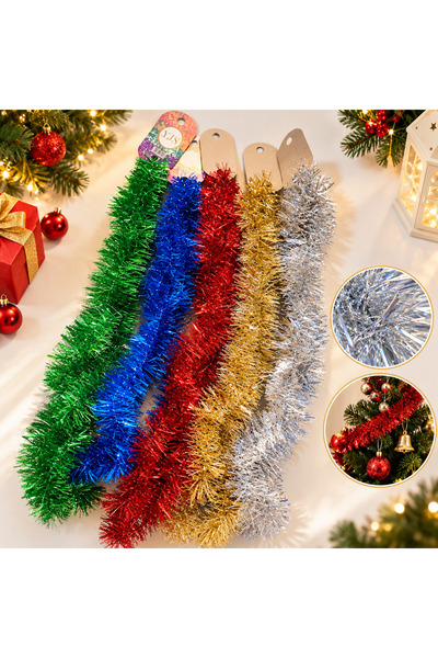 pratikpastacılık 2 Meters of Glittery Christmas Pine Tree Ornament – Shiny Me...