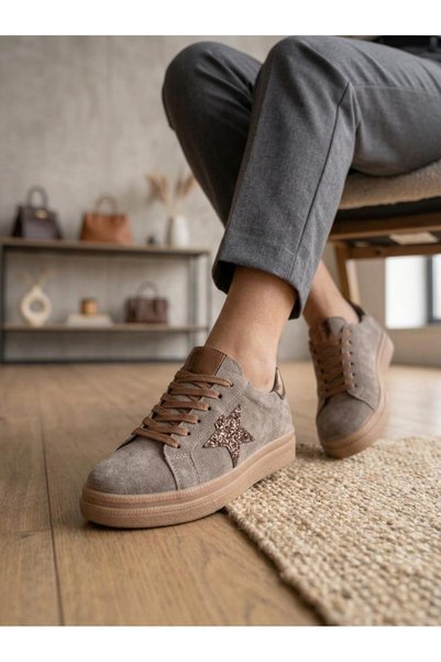 Venüs 2652451K Women's Genuine Suede Leather Star Pattern Sneaker Shoes