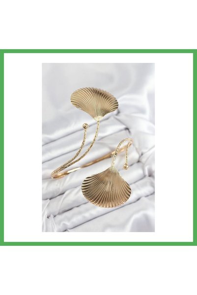 Nur store Çanta Brass Oyster Model Gold Color Women's Pazu Bracelet Bezoss