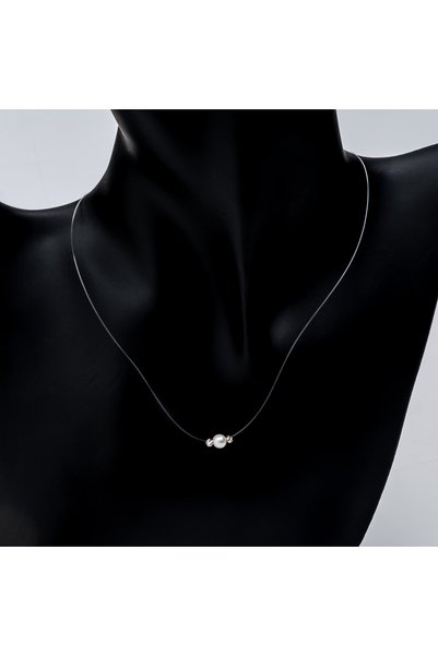 ElectraStore Transparent Thread Necklace With Pearl Pendant