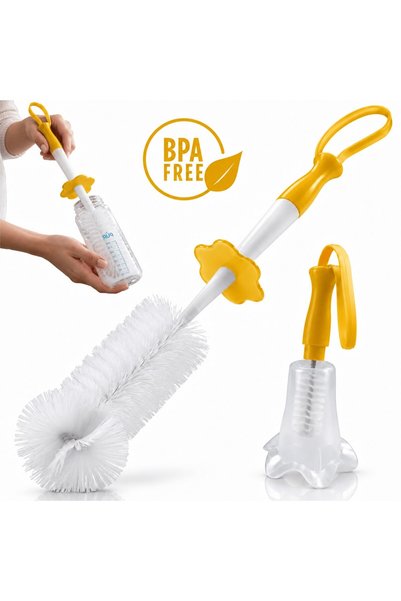 PUR Brand PUR ®   Set de perii pentru biberoane și tetine cu suport, galben, ...