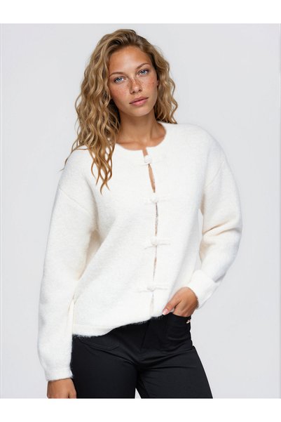 OMBRE Damen-Strickpullover, Relaxed Fit, Rundhalsausschnitt, Schlaufen- und K...