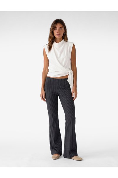 Koton Women Grey Striped Trousers