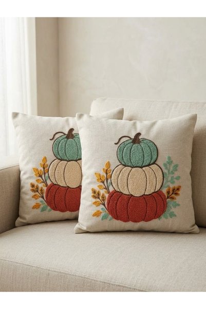 DECORA CASA HOME COLLECTİON Embroidered Decorative Throw Pillow Cover 43X43 c...