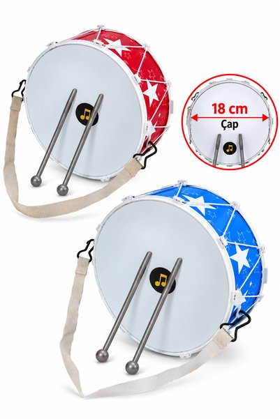 Retoys Oyuncak Askılı 10 Adet Gösteri Davulu 23 Nisan 18cm (Renk Seçeneği)
