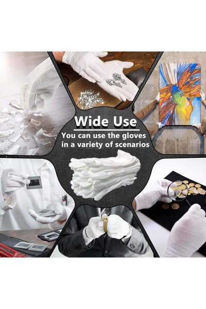 Generic 12 Pairs 100% Cotton White Gloves - Premium Jewelry Handling, Ceremon...