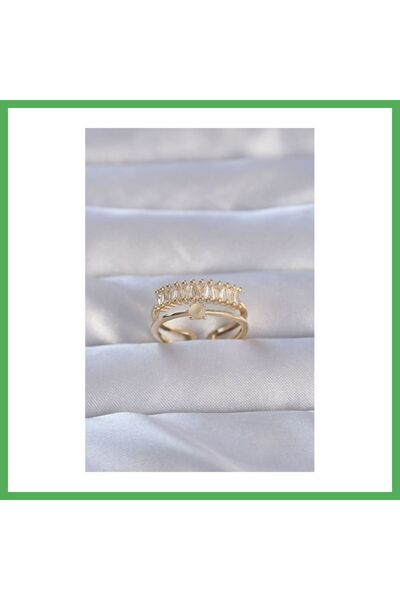 Nur store Çanta Brass Gold Color Zircon Stone Baguette Waterway Model Adjusta...