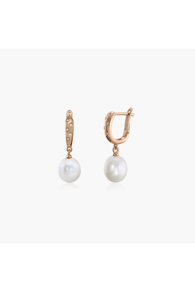 Indira Jewelry Classic Pearls Rose Silver Earrings - Cultured Pearls