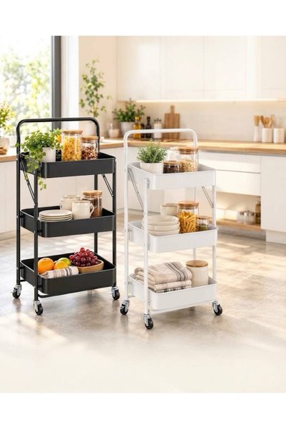 Smart Kitchen رف تنظيمي 3دور قابل للسفط بعدة ألوان