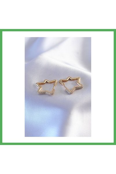 Nur store Çanta Gold Color Zircon Stone Star Model Women's Earrings Bezoss