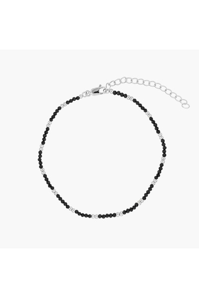 Indira Jewelry Ασημένιο βραχιόλι αστραγάλου  "Σάμερσκεϊπ " - Μαύρος Σπινέλιος