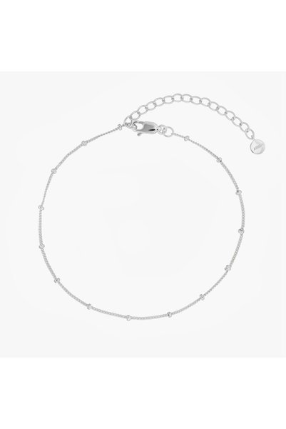 Indira Jewelry Ασημένιο βραχιόλι αστραγάλου με χάντρες