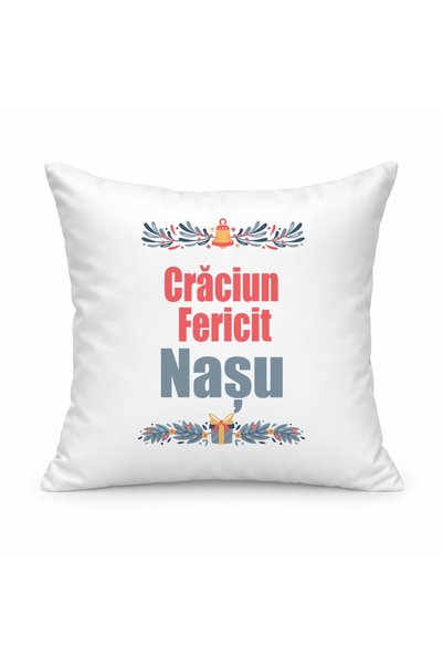 Fabricacucadouri.ro Pernă personalizată Craciun fericit nasu, model cadou
