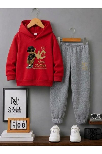NC Nicee Clothes Παιδικό Σετ Φόρμας Unisex (με στάμπα αρκούδας και καπέλο NC,...