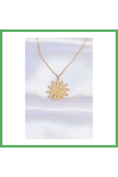 Nur store Çanta 316L Steel Chain Gold Color Eye Sun Design Necklace Bezoss