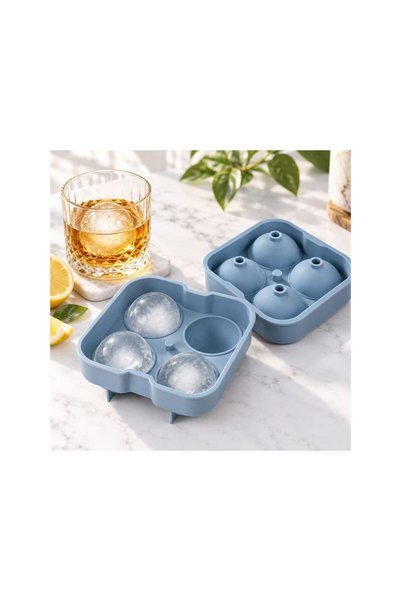 Jumbo Μπλε Καλούπι Σιλικόνης για 4 Στρογγυλά Παγάκια 11.5x11.5x5εκ.