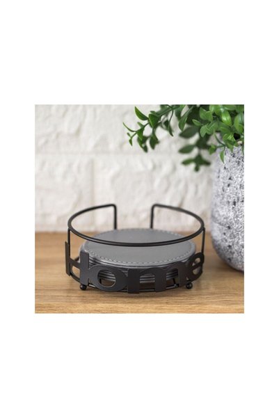 Jumbo Suport Metalic Negru Rotund pentru Suport Pahare "Home" Ø12x4.5cm