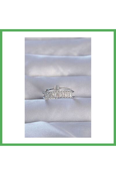 Nur store Çanta Brass Silver Color Zircon Stone Baguette Waterway Model Adjus...