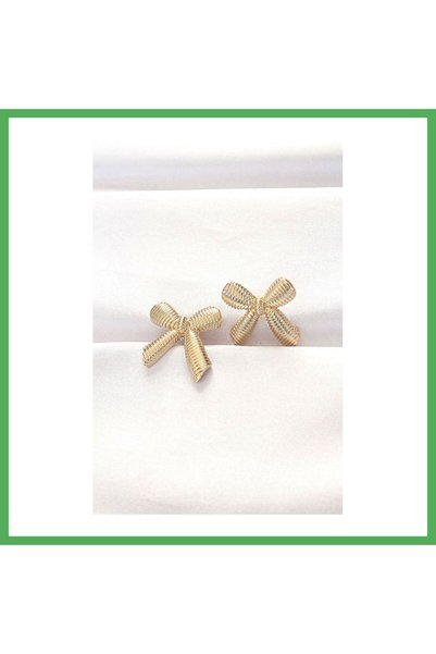 Nur store Çanta Brass Gold Color Bow Earrings Bezoss