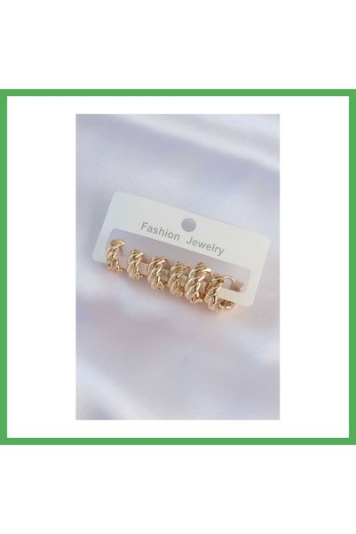 Nur store Çanta طقم أقراط نحاسية ذهبية اللون بتصميم مينيمال مسنن من BEZOSS