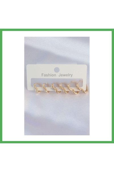 Nur store Çanta Brass Gold Color Model Earring Set Bezoss