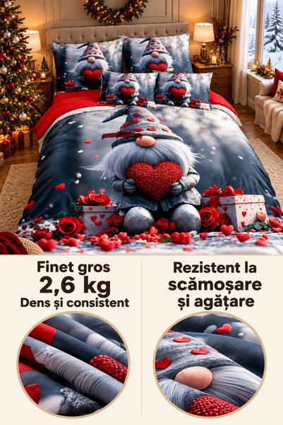 Frasin Select Lenjerie de pat de Crăciun, Finet gros, 6 piese, cearceaf 220×2...