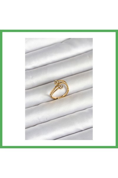 Nur store Çanta 316L Steel Gold Color Zircon Stone Model Women's Ring Bezoss