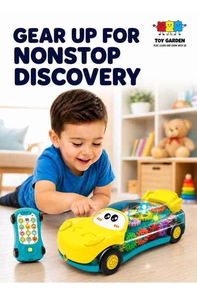 TOY GARDEN 2-in-1 Transparent Gear Toy Car, Transparent Gear Toy Car for Kids...