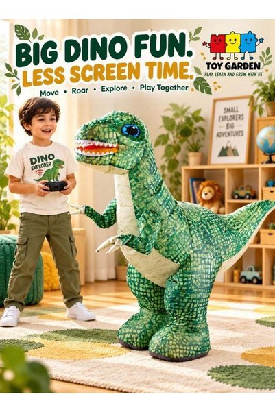TOY GARDEN 2.4G Remote Control Inflatable Dinosaur Toy for Kids, Giant Walkin...