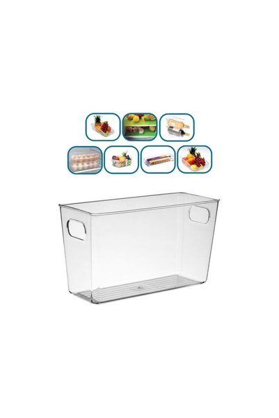 Jumbo Organizator din Plastic Transparent pentru Frigider 26x10x16cm