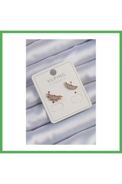 Nur store Çanta Xuping Rose Color Zircon Stone Moon and Sun Design Earrings B...